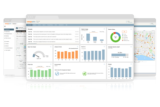 ChargePoint software screens on different devices 